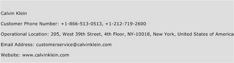 calvin klein phone number